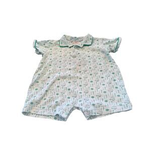 Ruth & Ralph Baby White Print Short Sleeve Romper Snap Bottom One Piece Size 18M